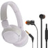 JBL Tune 510BT Wireless On-Ear Headphones White with JBL T110 in Ear Headphones Black