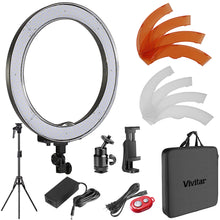 Vivitar Round LED LIGHT  18-inch Outer Dimmable SMD LED Ring Light Lighting Kit with Color Filters and Light Stand