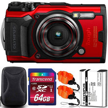 OLYMPUS Tough TG-6 12MP Waterproof W-Fi Digital Camera Red with 64GB Memory Card + Strap & Case