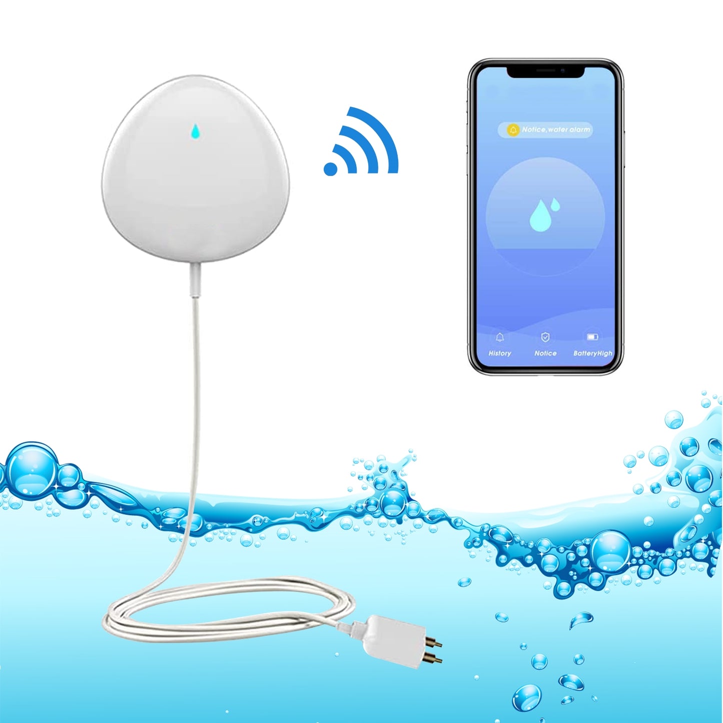 Smart Leak Sensor Wifi Enabled Sends Alerts to Your Mobile Device Protects Home from Water Damage and Electrical Dangers - 8 Units