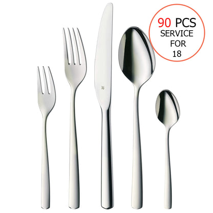 WMF Boston Cromargan 90-Piece Stainless Steel Classic Flatware Set 18/10  Service for 18