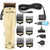 BaByliss Pro LO-PROFX Clipper & Trimmer Gift Set (Gold) + Metal Double Foil Shaver and Comb