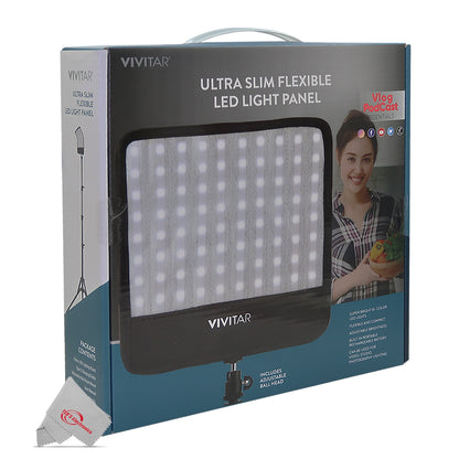 2x Vivitar Super Bright Bi-Color Flexible Led Light Panel 1600Lm Adjustable Brightness with 63" Light Stands