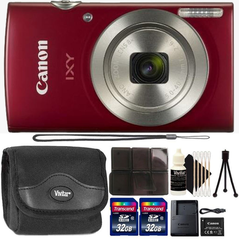 Canon PowerShot IXY 200 / Elph 180 20MP 8x Zoom Digital Camera RED