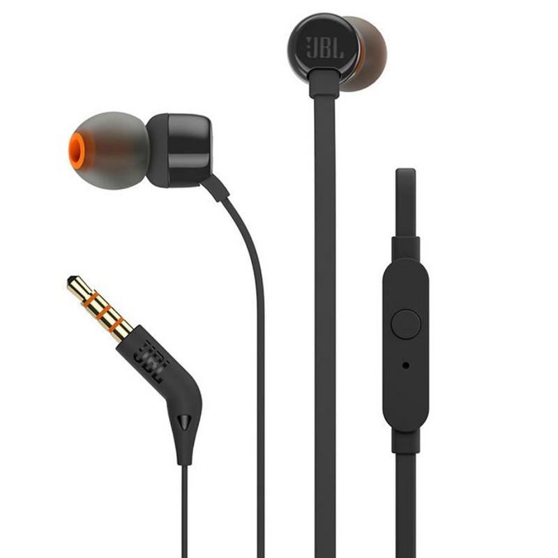 Two JBL T110 In-Ear with Built-in Microphone Headphones Black