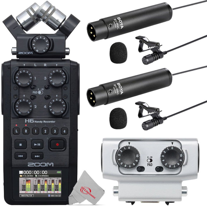 Zoom H6 All Black 6-Input / 6-Track Portable Handy Recorder with