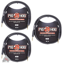 Pig Hog Tour Grade 3 ft Instrument / Patch Cable 1/4 Inch to 1/4 Inch Straight Connectors - PH3 - 3 Units