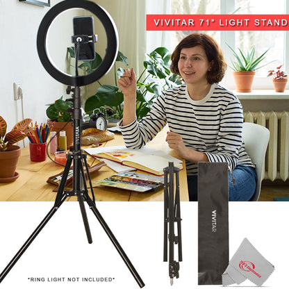 Vivitar Ultra Slim Bi-Color Flexible Led Light Panel 1600Lm Adjustable Brightness with 71" Adjustable Light Stand