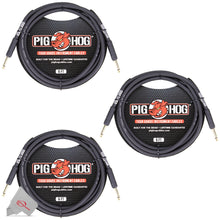 Pig Hog Tour Grade 6 ft Instrument Cable 1/4 Inch to 1/4 Inch Straight Connectors - PH6R - 3 Units