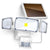 Home Zone Security Motion Sensor Outdoor Light - Solar Outdoor Weatherproof Triple Head Security Flood Light, White