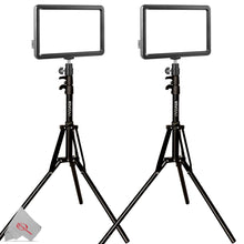 2X Vivitar 104 LED Acrylic Plate Video Light Panel Adjustable Color and Brightness with 63" Adjustable Light Stands