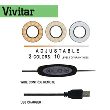 Vivitar Selfie Ring LED Light with Cellphone Stand and Microphone Holder for Live Stream Makeup, 3-Light Mode 10-Level Brightness Adjustment