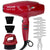 BaByliss Pro Nano Titanium Hair Dryer Red #BRRAP1 with Knuckle Neck Brush and Comb