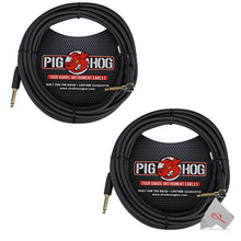 Pig Hog Black Woven Tour Grade Instrument Cable 1/4" to 1/4" Right Angle 20ft PCH20BKR - 2 Units