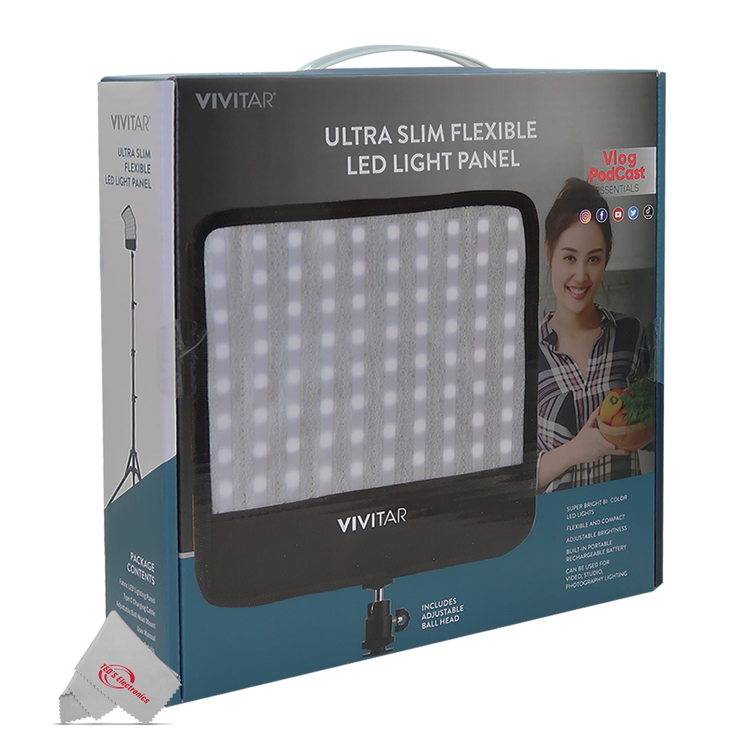 Vivitar Super Bright Flexible Led Light Panel 1600Lm Adjustable Brightness Mini Studio Bundle with Lightbox and Stand