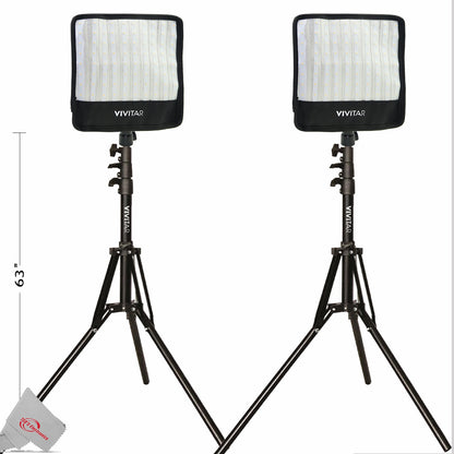 2x Vivitar Super Bright Bi-Color Flexible Led Light Panel 1600Lm Adjustable Brightness with 63" Light Stands