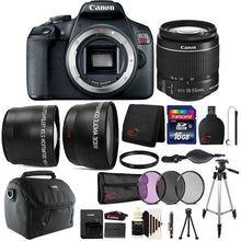 Canon EOS Rebel T7 DSLR Camera + 18-55mm Lens + 58mm UV Filter + Filter Kit + Telephoto&Wide Angle Lens + 16GB Memory Card + Wallet + Reader + Grip Strap + Case + Lens Pen + Cap Holder + Cleaning Kit + Tall & Mini Tripod